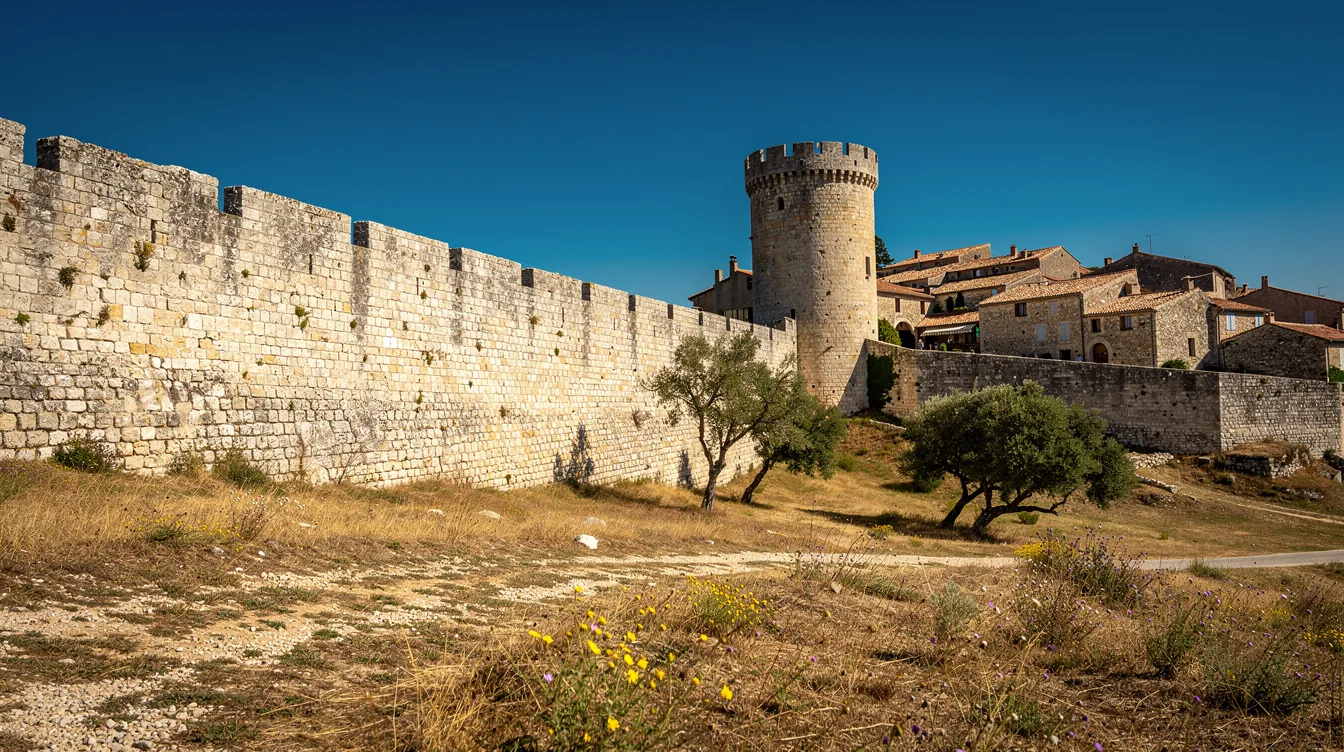 Ce village fortifié cache des remparts bâtis entre 1439 et 1445 sur le Larzac
