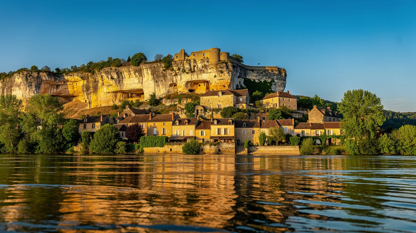 Ce village de Dordogne est dominé par un fort troglodytique à 120 mètres de hauteur