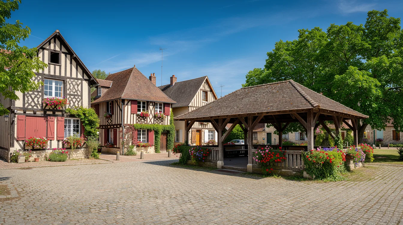 Autour de ses halles, ce village du Calvados conserve un décor normand des XVIIe et XVIIIe siècles