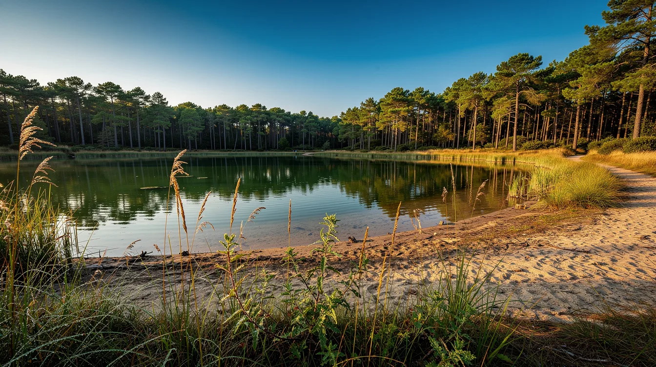 Peut-on se baigner dans cet étang naturel des Landes ? Non, la balade se fait à pied