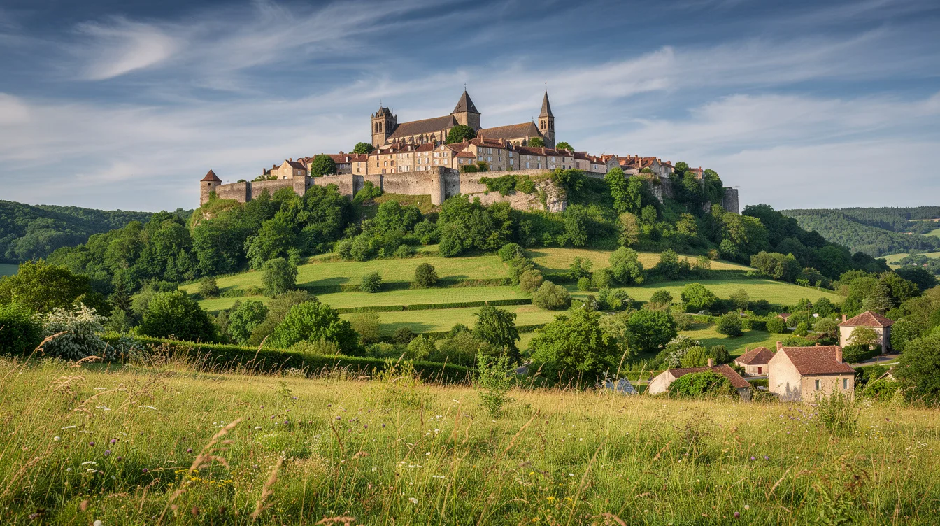 Perchée au-dessus de la vallée du Cousin, cette cité fut une étape de la via Agrippa