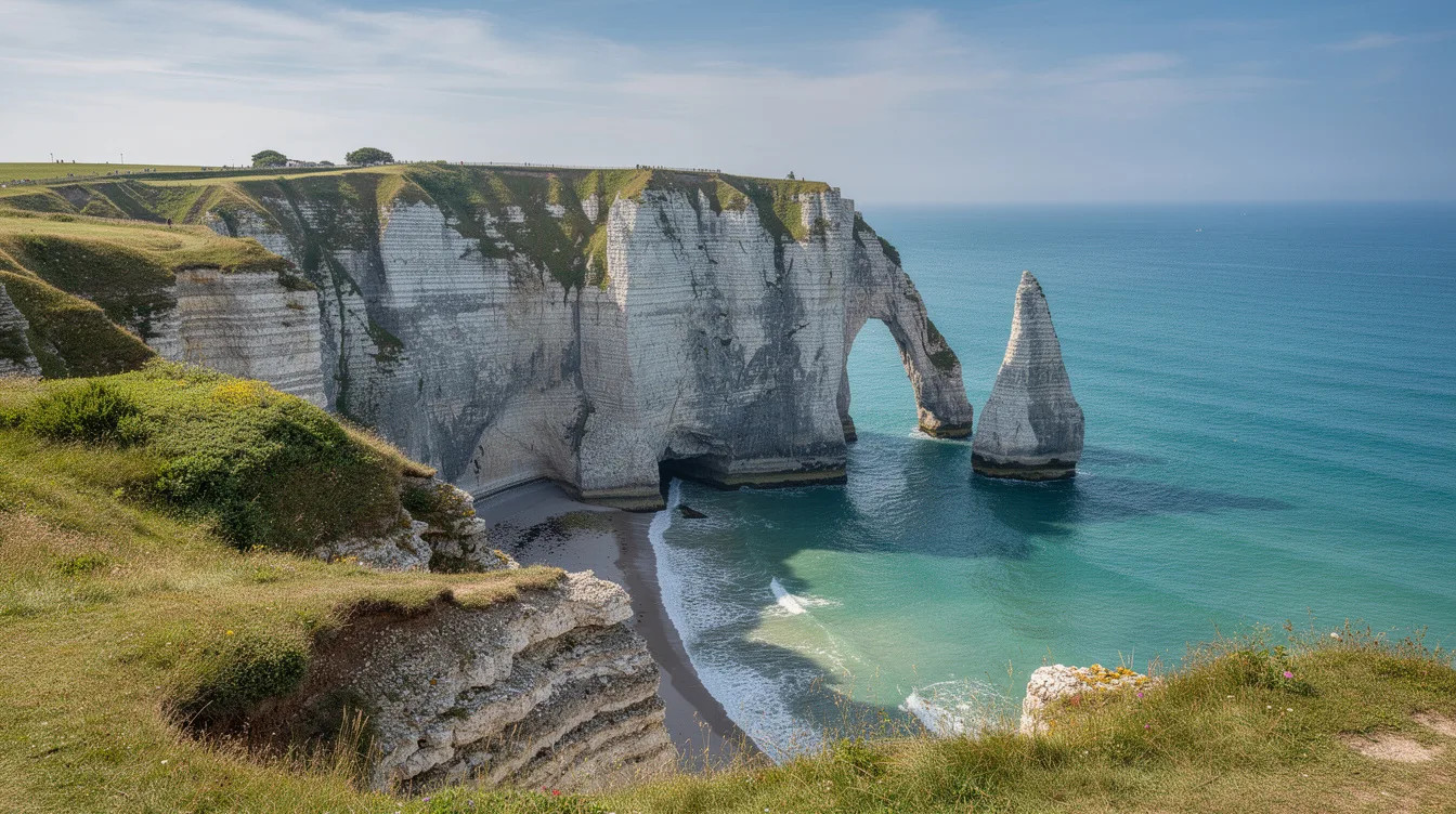 Trois arches naturelles et une aiguille face à la Manche, le spectacle d’Étretat