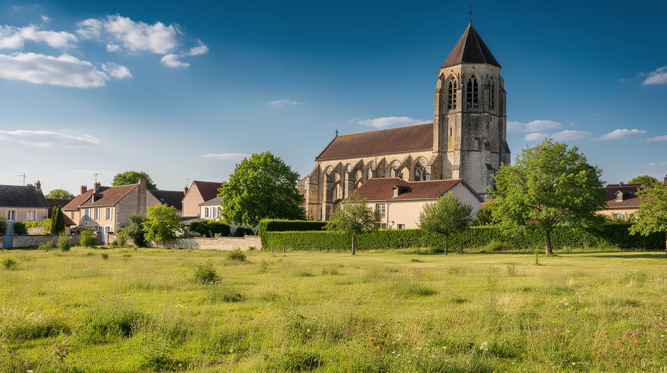 Près de Châlons-en-Champagne, une église gothique se distingue par son clocher octogonal