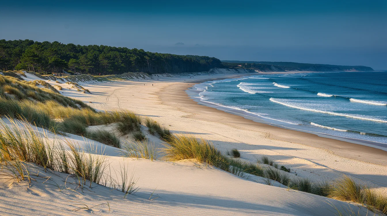Plus calme que Hossegor, moins urbanisée que Biscarrosse, cette plage s’étire sur 13 km