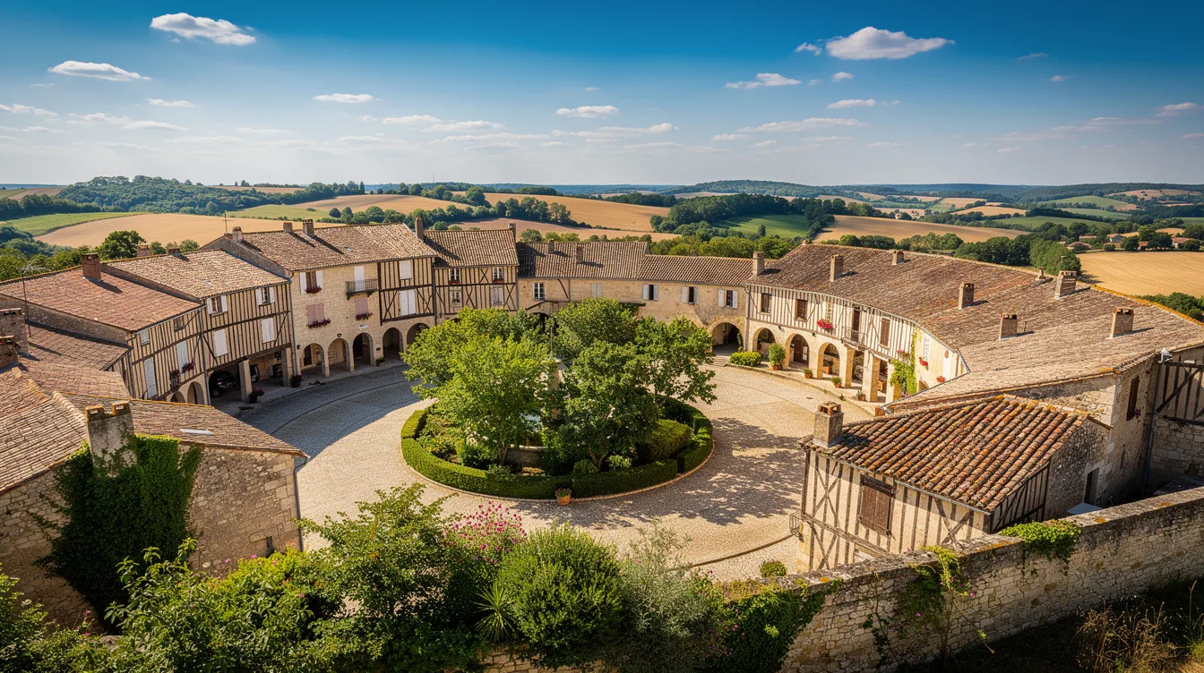 Dans le Gers, une grande place ronde a remplacé l’ancien château de ce village