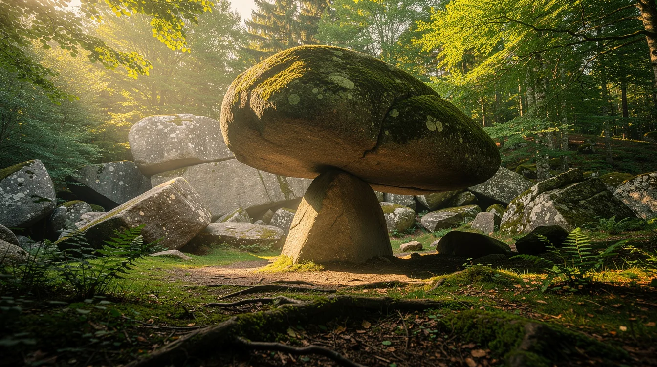 Comment le Champignon de Huelgoat tient-il sur une base si étroite ?