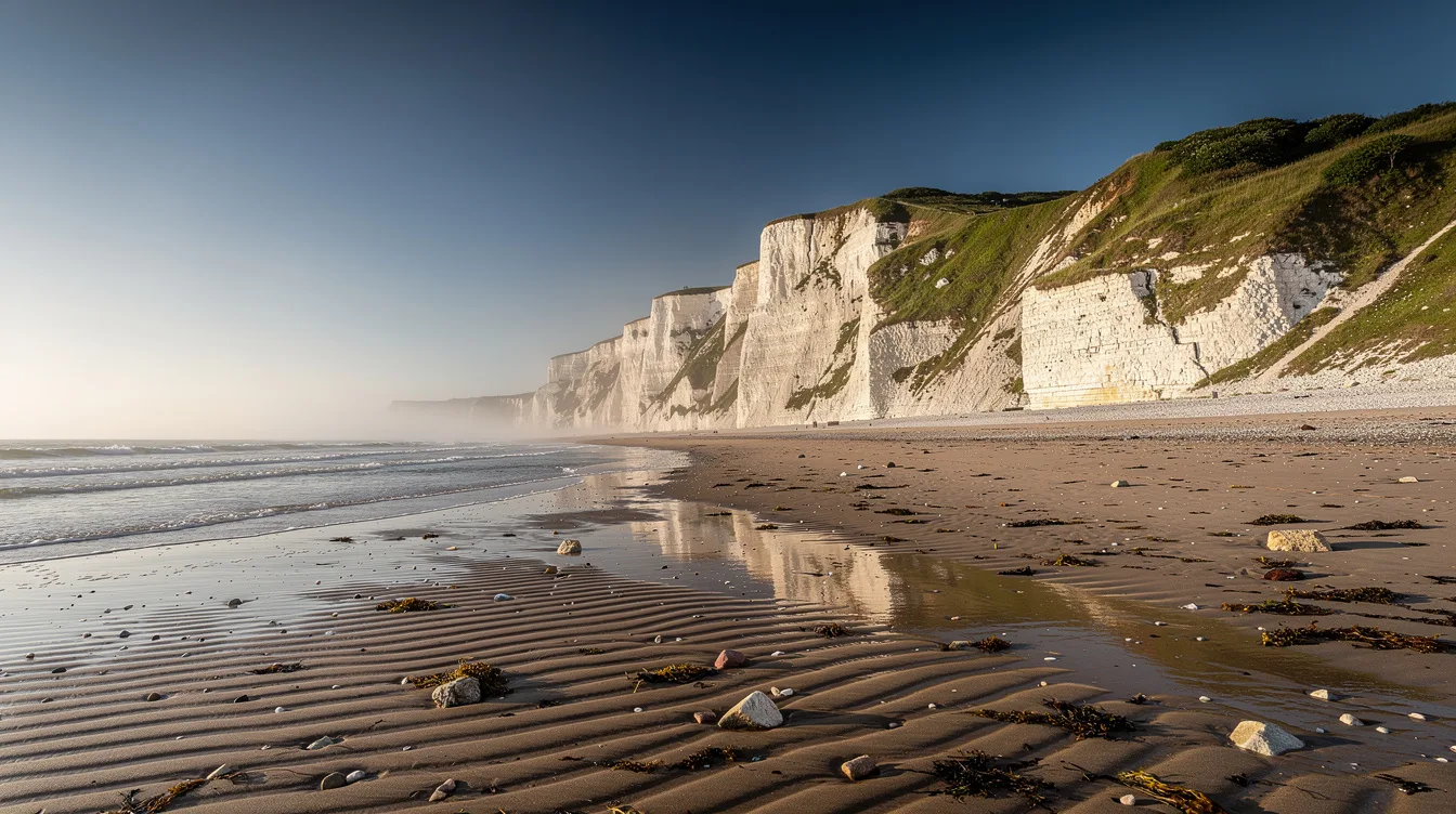 La marée basse dévoile l’immense plage sauvage du Cap Blanc-Nez