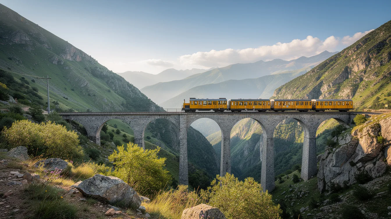 À 3 h 10 de trajet, ce train des Pyrénées franchit un pont suspendu de 253 mètres