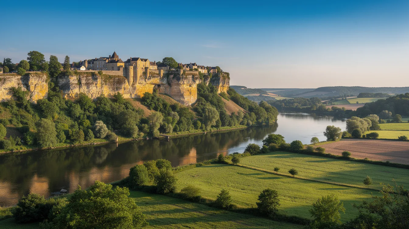 Une bastide fondée par un roi en 1281 domine la Dordogne depuis une falaise