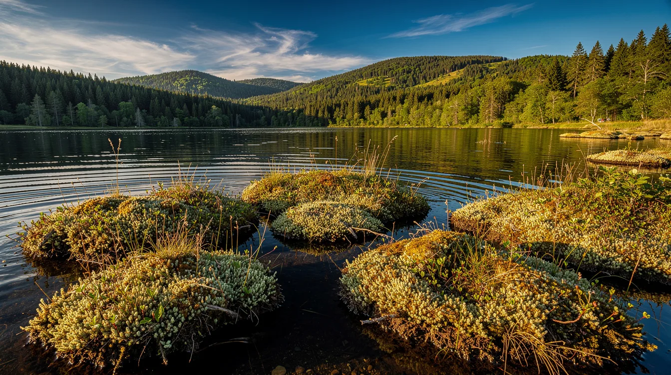 Des radeaux de sphaignes flottent sur ce lac des Vosges, un écosystème fragile