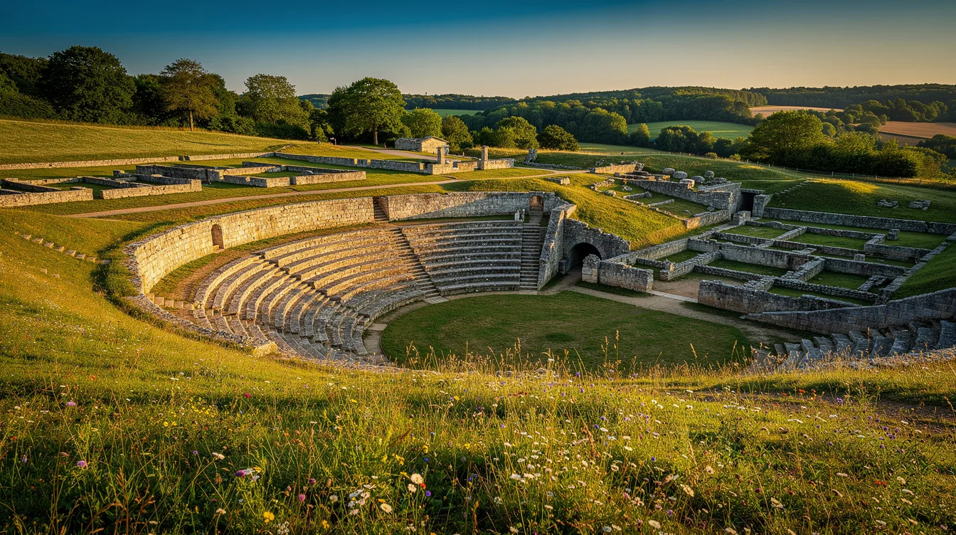 Ce village cache un théâtre gallo-romain de 5 000 places, avec thermes et sanctuaire