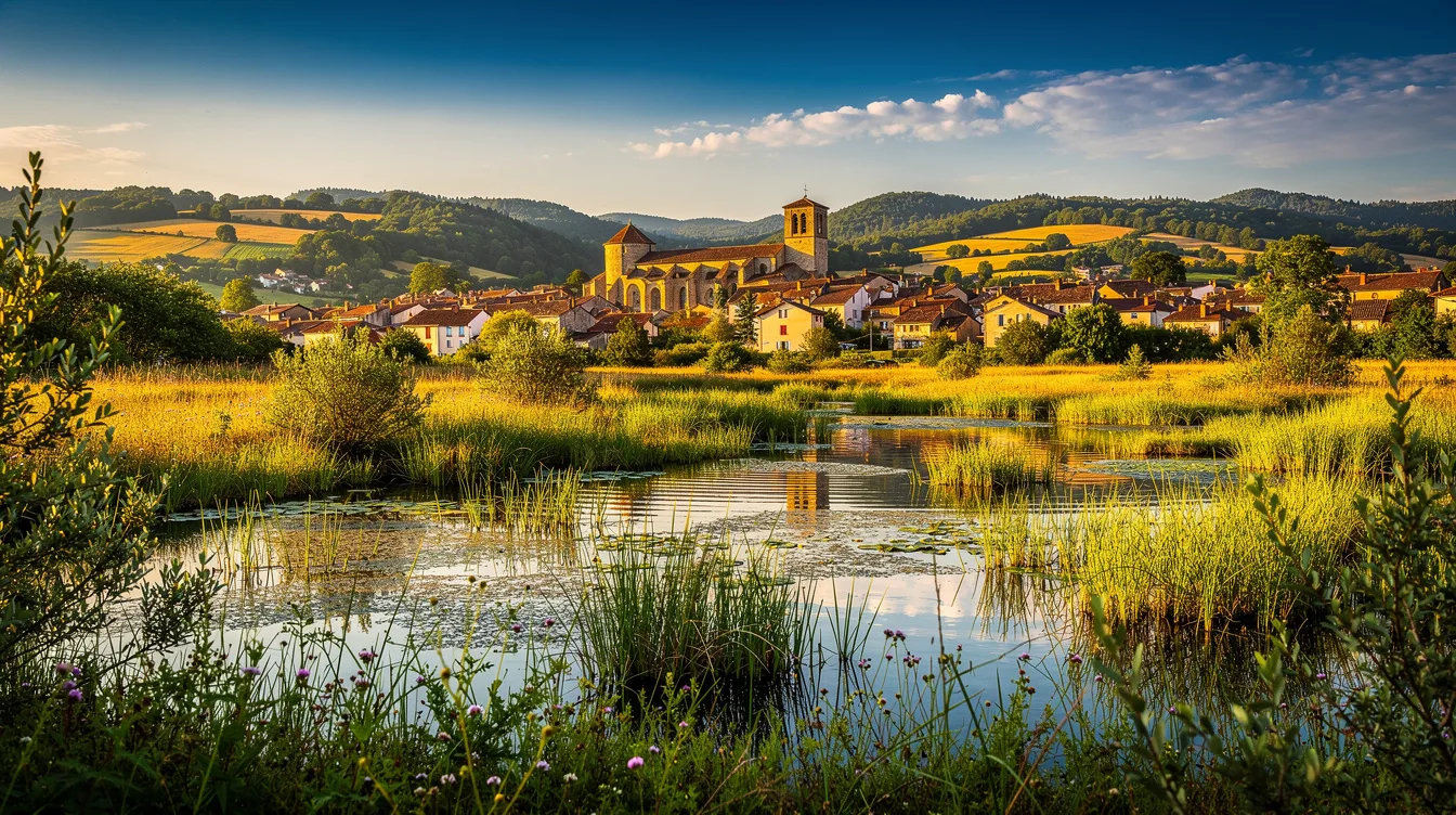 Ce village s’est développé autour d’une abbaye au Xe siècle et cache des milieux humides rares