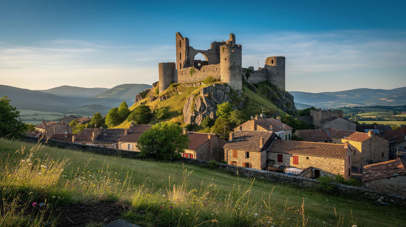 Une ancienne bastille de 23 tours domine encore ce village d’Haute-Loire