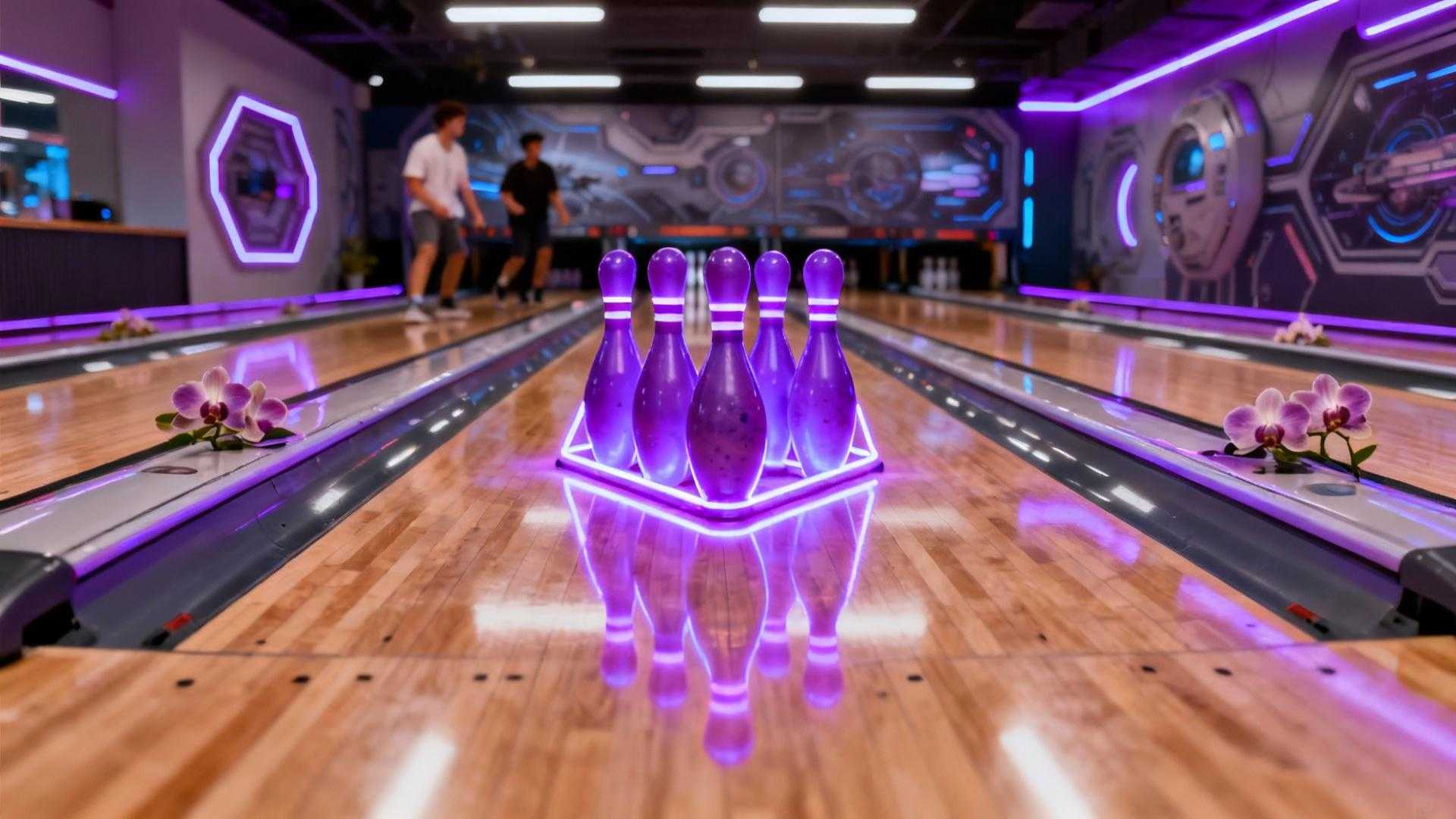 Vergeet standaard bowlingbanen deze minibaan in Las Vegas met 4 sci-fi lanes voelt onwerkelijk