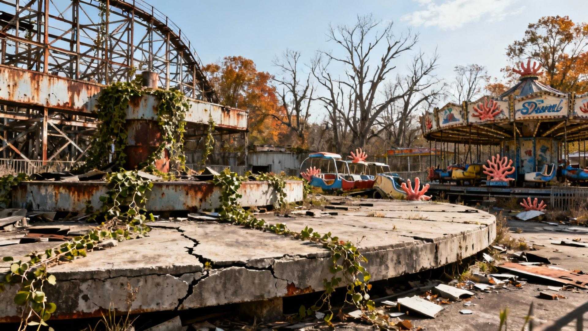 Het enige verlaten attractiepark van 220 hectare dat orkaan Katrina in 2005 voor altijd sloot